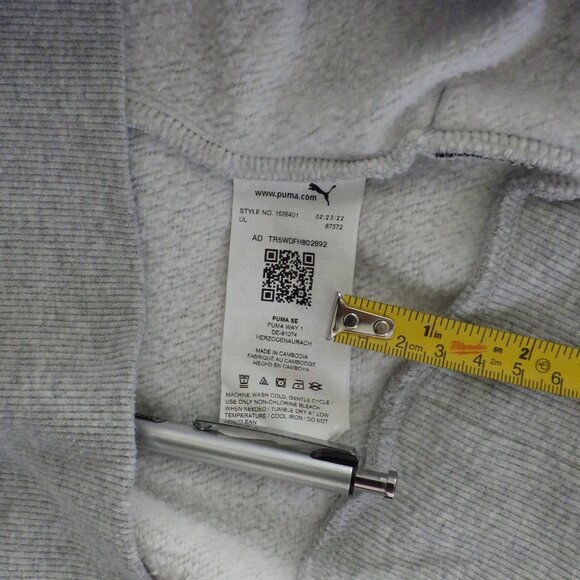 Puma Youths Unisex Hoodie Lined Pockets Size XXL 18/20 Grey Preppie Outerwear - Picture 5 of 9